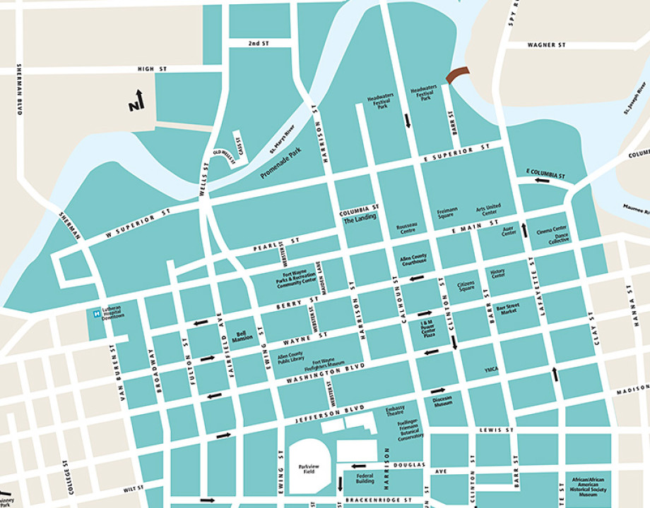 Downtown Fort Wayne district map